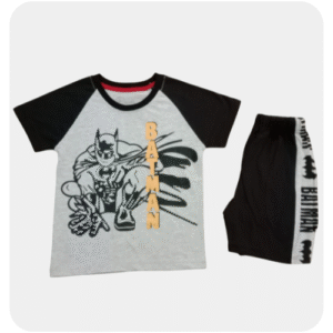 Nicker-Shirt Bat Design Gray & Black Boys